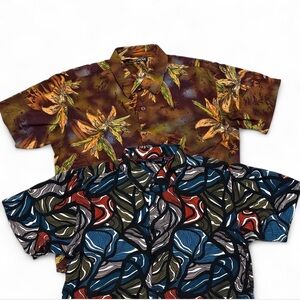 Body Glove Men’s Hawaiian Button Up Shirt Lot 2 Floral & Abstract Size XL